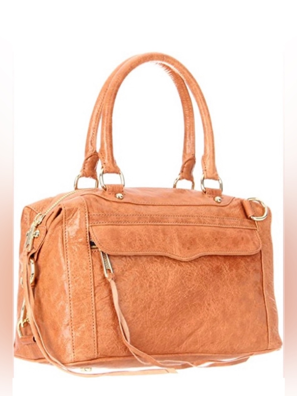 Rebecca Minkoff women’s Morning after cognac genuine leather Satchel large bag